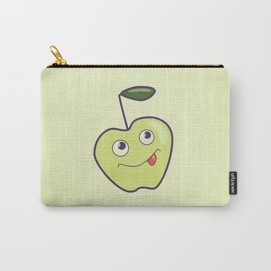 Smiling Green Cartoon Apple Carry-All Pouch
