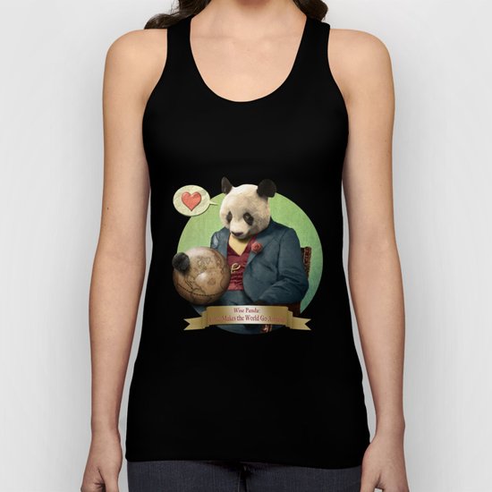 Wise Panda: Love Makes the World Go Around! Unisex Tank Top