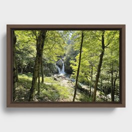 peaceful summer waterfall Framed Canvas