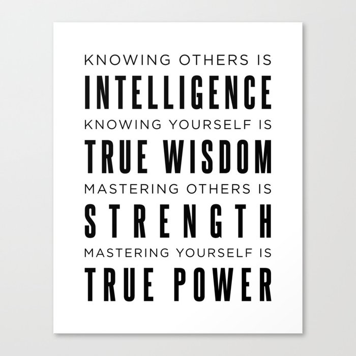 Knowing yourself is true wisdom - Lao Tzu Quote - Literature - Typography Print 1 Canvas Print