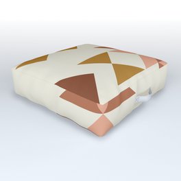 Modern Quilt Block in Terracotta and Mustard Outdoor Floor Cushion