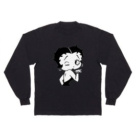 Betty Boop Tease Kiss (Black & White) Long Sleeve T-shirt