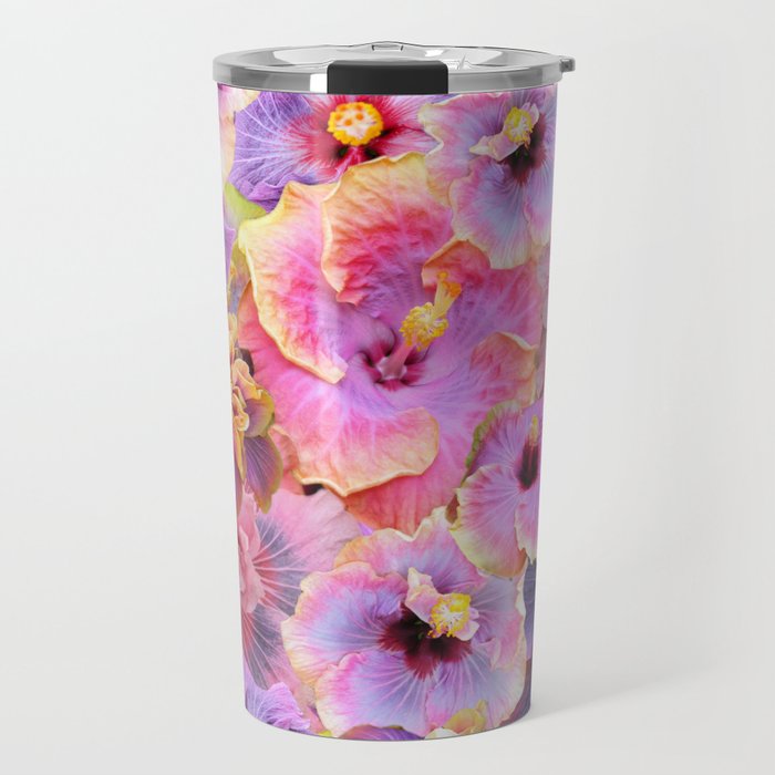 Tropical hibiscus patterns Flower Floral Flowers Travel Mug