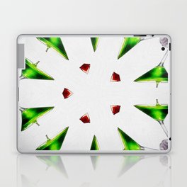 Emerald green appletini cocktails and martini aperitifs alcoholic beverages mixed drinks wine glass motif on the rocks portrait painting Laptop Skin