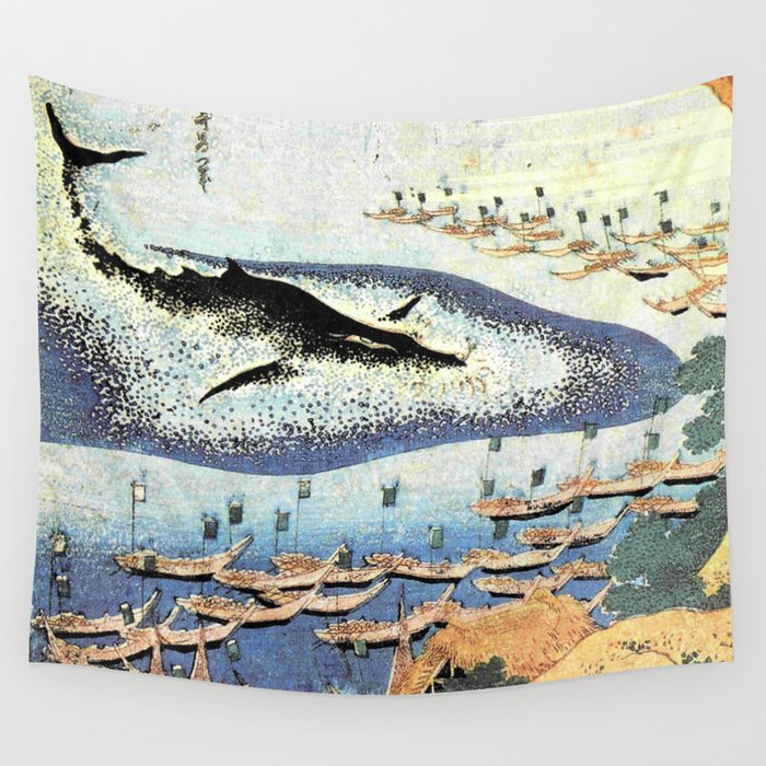 Hokusai, Whaling off in Goto Wall Tapestry