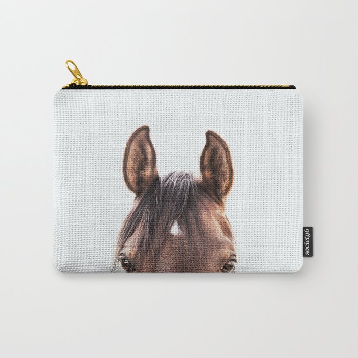 peekaboo horse, bw horse print, horse photo, equestrian, equestrian photo, equestrian decor Carry-All Pouch