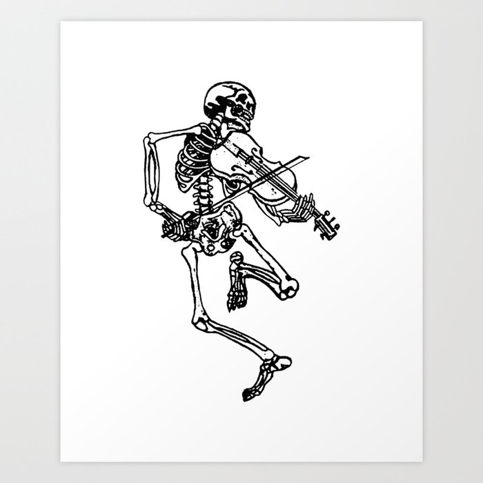 Skeleton Playing Violin Art Print