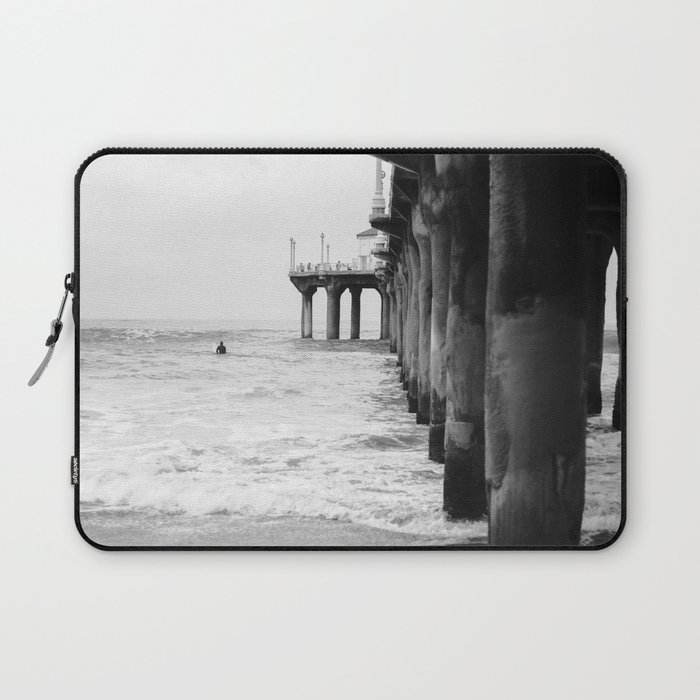 Surfing Next to the Pier in Manhattan Beach California Laptop Sleeve