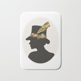 Silhouette of a girl in steampunk style Bath Mat