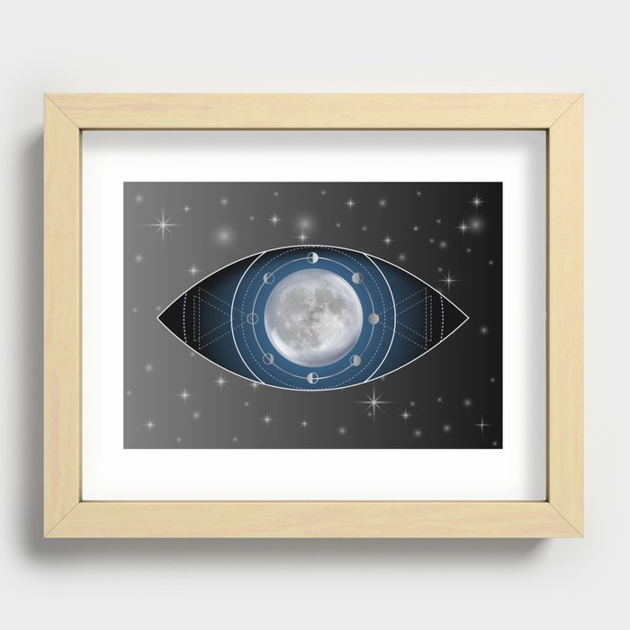 Third eye moon phases esoteric spiritual symbol silver	 Recessed Framed Print