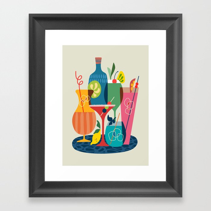 Mid Century Modern Cocktails Framed Art Print