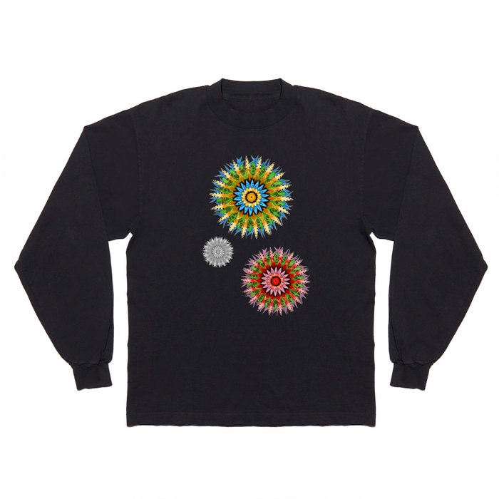 Colorful Mandala Grids - Vibrant Blues Long Sleeve T Shirt