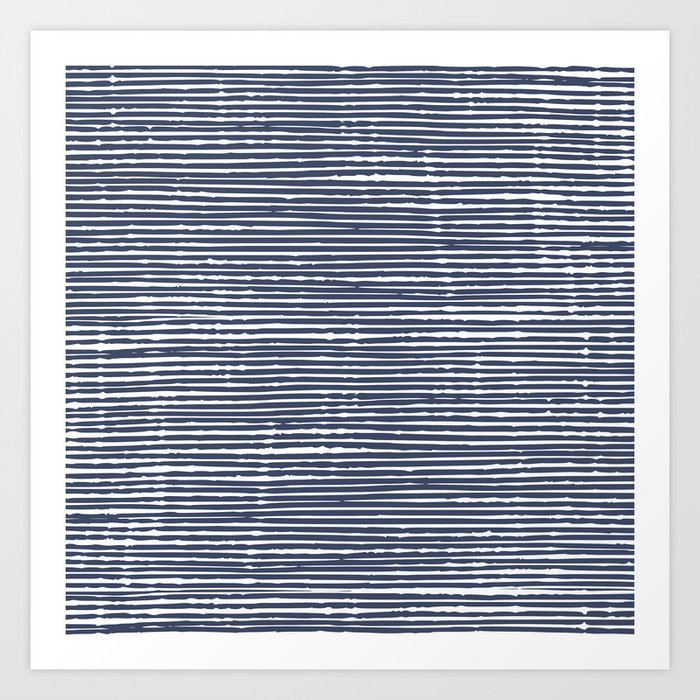 Abstract Stripes Pattern, Indigo, Navy Blue Art Print