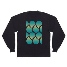 Sand and Sea Turquoise and Yellow Geometric Design Long Sleeve T-shirt