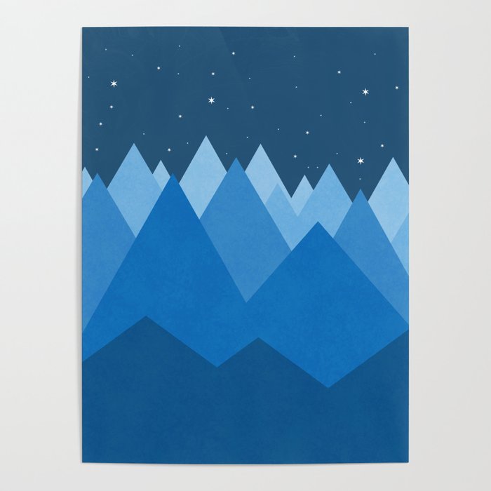 Abstract landscape in blue Poster