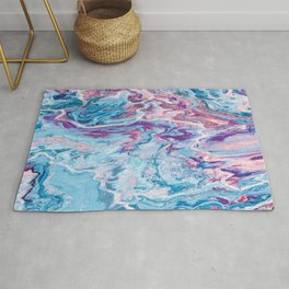 Colorful Contemporary Painting And Modern Art Marble Pattern Area & Throw Rug