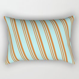 [ Thumbnail: Turquoise and Chocolate Colored Striped/Lined Pattern Rectangular Pillow ]