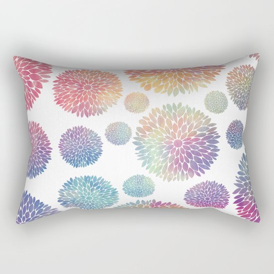 Watercolor Flowers Rectangular Pillow