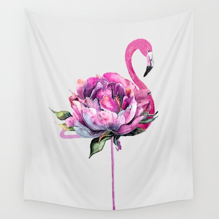 Flower Flamingo Wall Tapestry