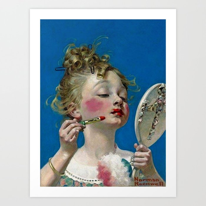Little Girl with Lipstick by Norman Rockwell from 1922 Art Print
