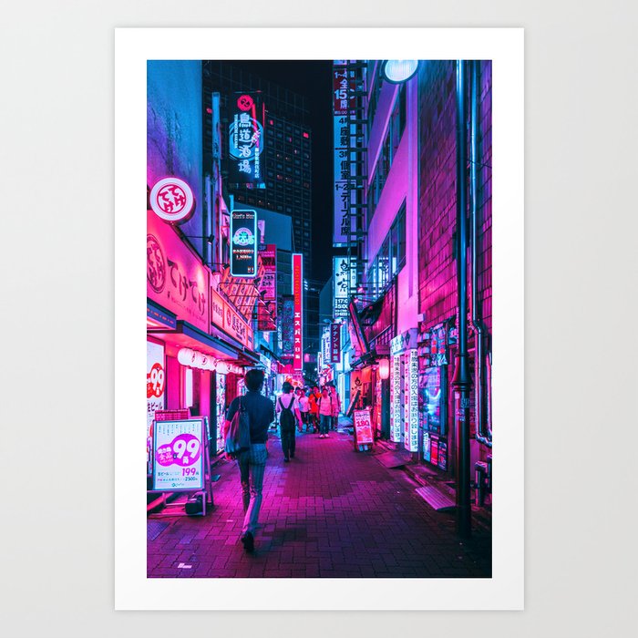 Rushing Into Tokyo's Neon Art Print