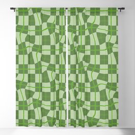 Warped Checkerboard Grid Illustration Colorful Irish Green Blackout Curtain