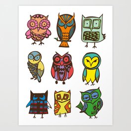 Owlies Art Print