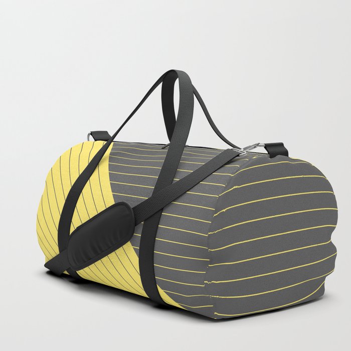 Elegant Pinstripes and Triangles Gray Grey Yellow Duffle Bag