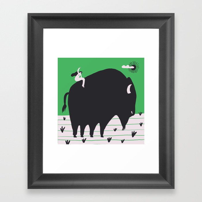 Going Nowhere Fast on a Buffalo Framed Art Print