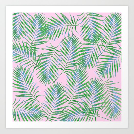 Fern Leaves Pink Art Print