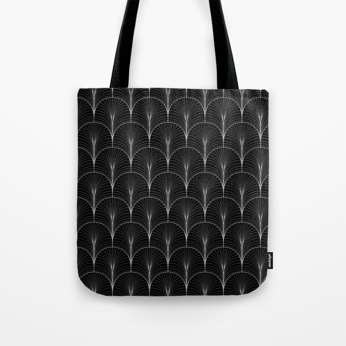 Art Deco Midnight Pattern Black White Grey Tote Bag