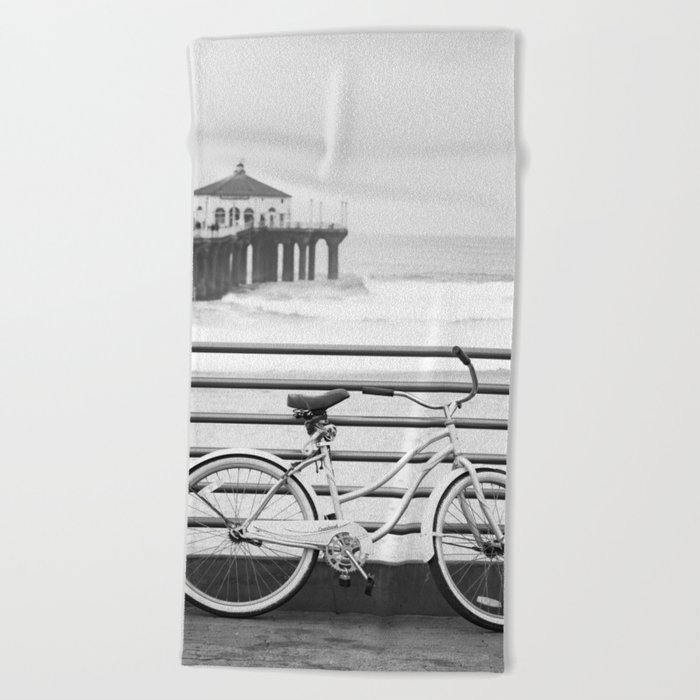 Riding Bikes on the Strand in Manhattan Beach California Beach Towel