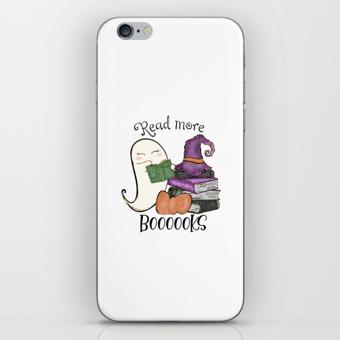 Halloween funny cute ghost reading books iPhone Skin