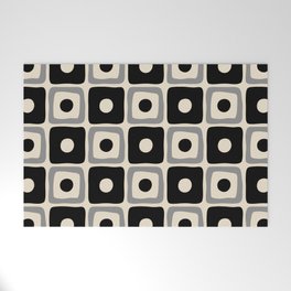 Mid Century Modern Square Dot Pattern 771 Winter Black and Gray Welcome Mat