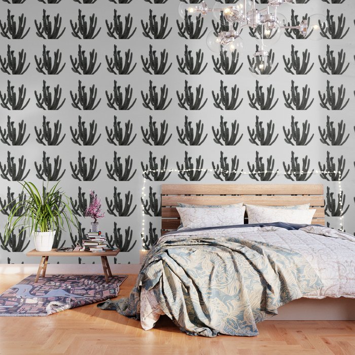 Black and White Cactus Wallpaper