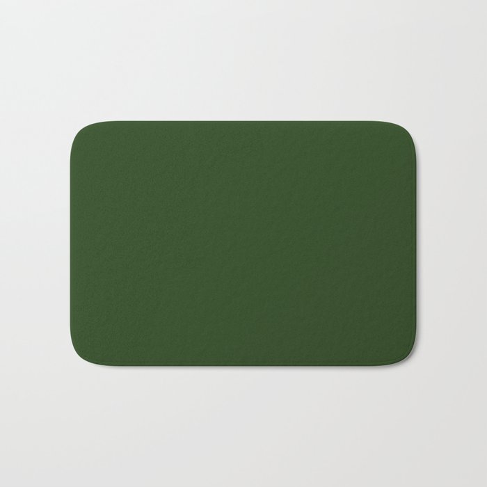 Solid Dark Forest Green Simple Solid Color All Over Print Bath Mat