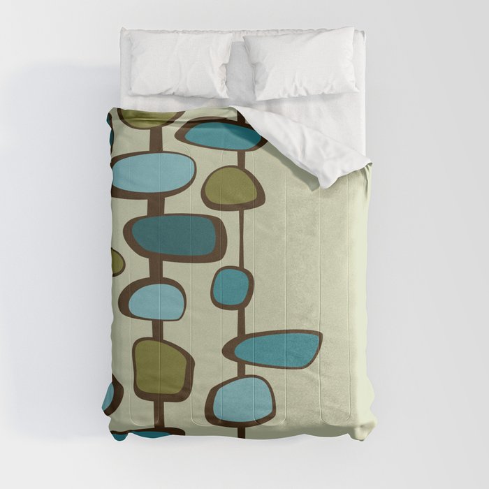 Mid Century Modern Baubles (teal) Comforter