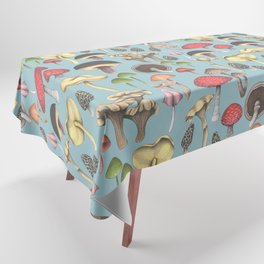 Wild Mushrooms Fantasy Blue Tablecloth