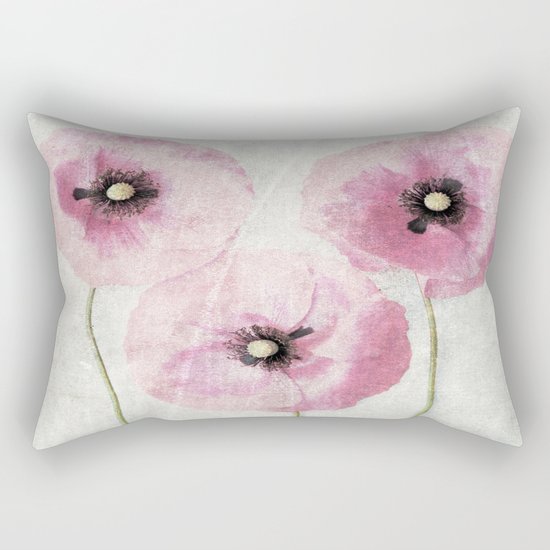Pink Vintage Poppies Rectangular Pillow