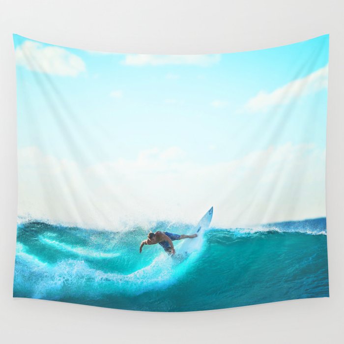 Surfing the wave Wall Tapestry