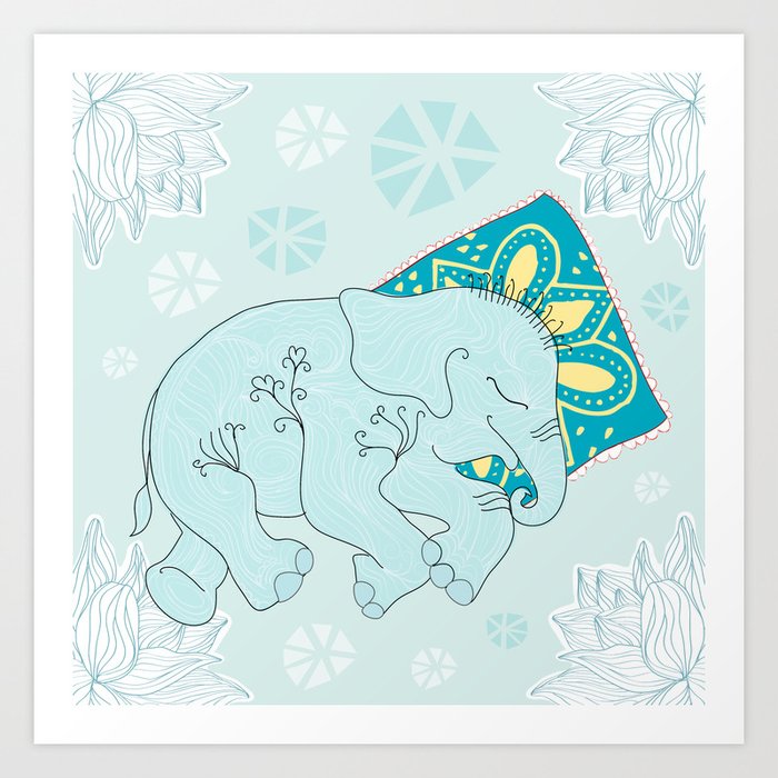 sweet elephant dreams Art Print