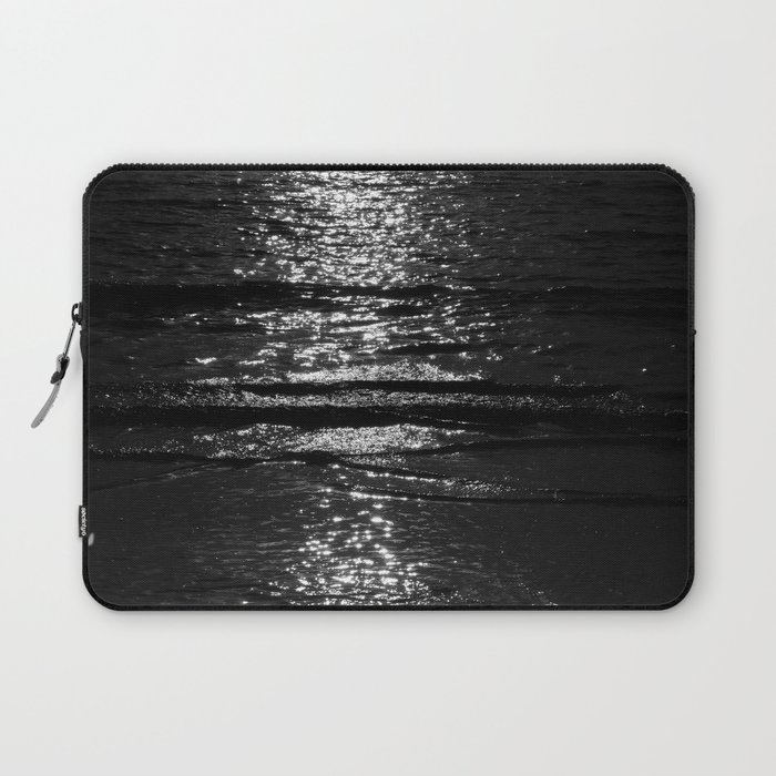 Calm Black and White Ocean Waves Laptop Sleeve