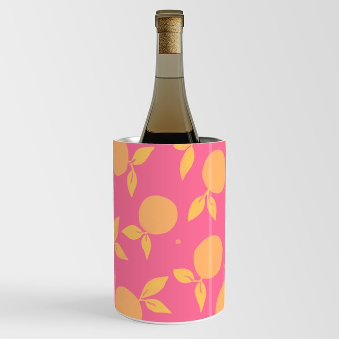 Abstract tangerine pattern - hot pink and yellow Wine Chiller