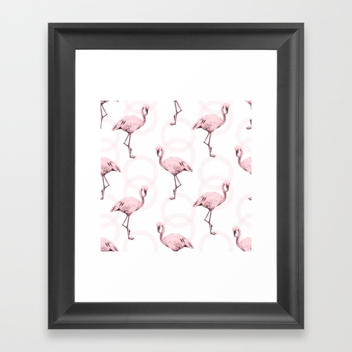 Mod Flamingos on Flamingo Pink Infinity Link Framed Art Print