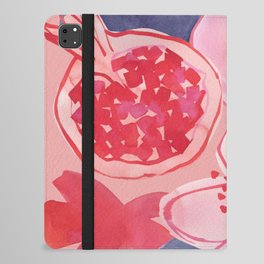 Pomegranate watercolor retro pink and blue iPad Folio Case