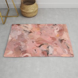 New Beginning - Abstract floral soft pink, blush, coral Area & Throw Rug