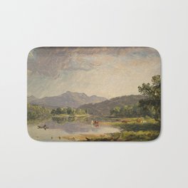 Sanford Robinson Gifford - Mount Washington from the Saco River, a Sketch Bath Mat | Artprint, Painting, Board, Landscapeart, Paper, Sketch, Illustration, Chazenmuseumofa, Vintage, Cattle 