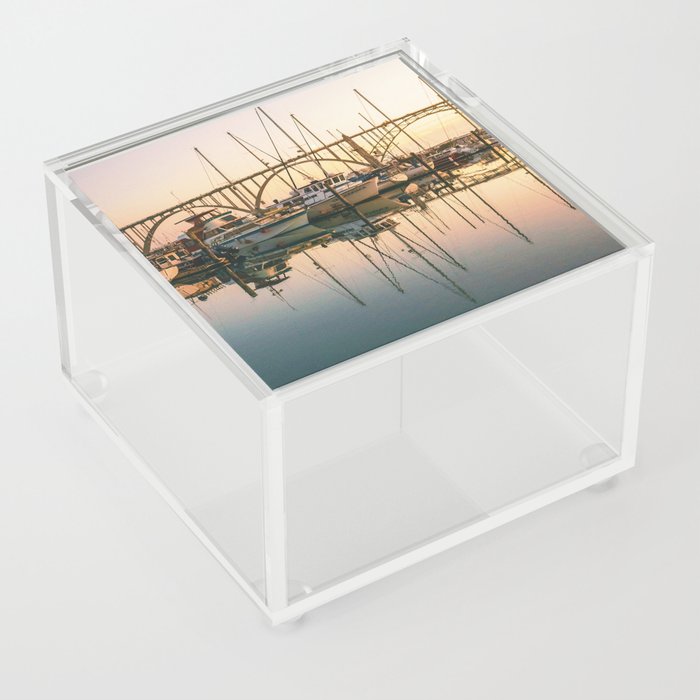 Sailboats at Sunset Oregon Coast Acrylic Box