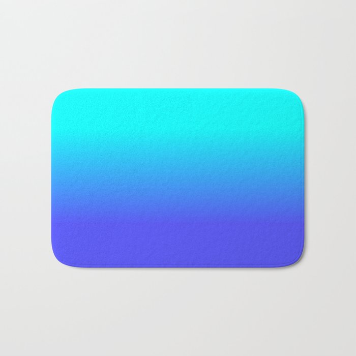 Neon Blue and Bright Neon Aqua Ombré Shade Color Fade Bath Mat