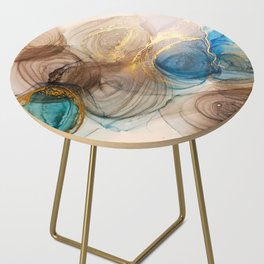 Alcohol Ink Abstract. Bleached Mineral Vintage. Bright Alcohol Ink Texture. Abstract Lines Painting. Waves Marbled. Colorful Oil Water Abstract. Marbled Paper Background. Side Table
